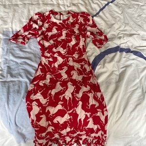 Horse girl red dress horse print